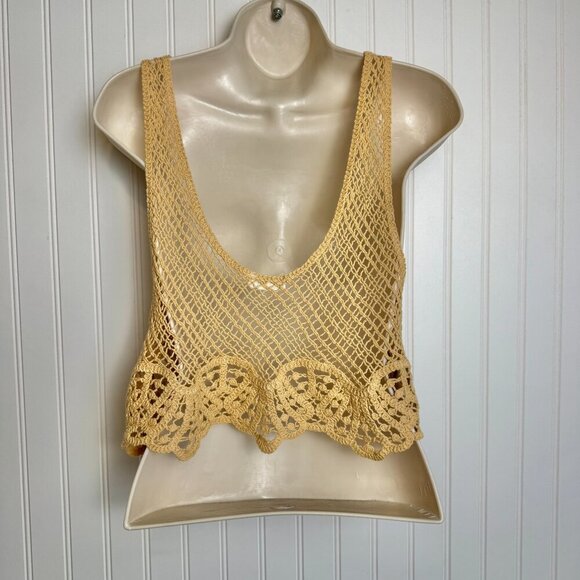 Free People Crochet Crop Top in Cream and Black - Picture 4 of 6